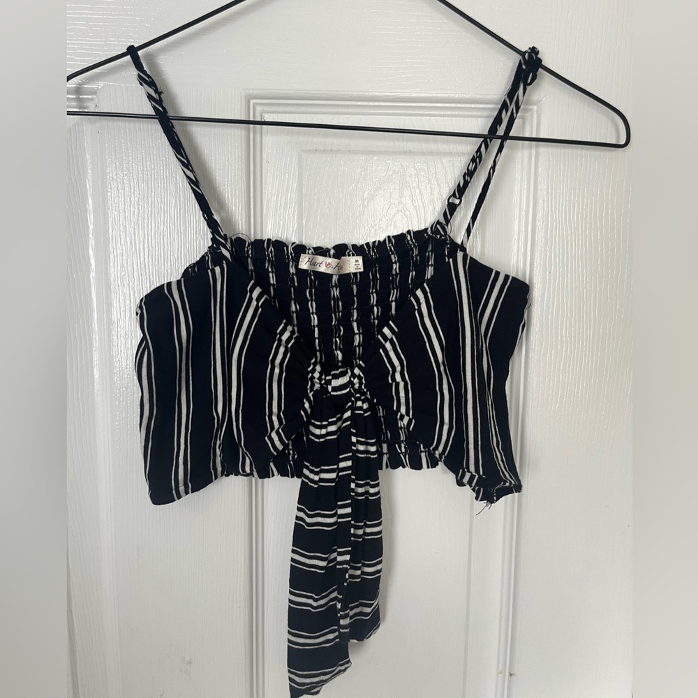 Black and White Striped Women's Top
